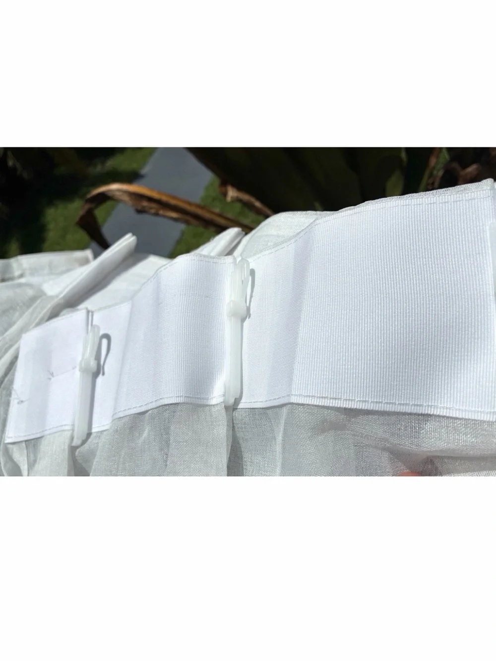 Vintage White Embroidered window curtain panel pleated large 40” x 102